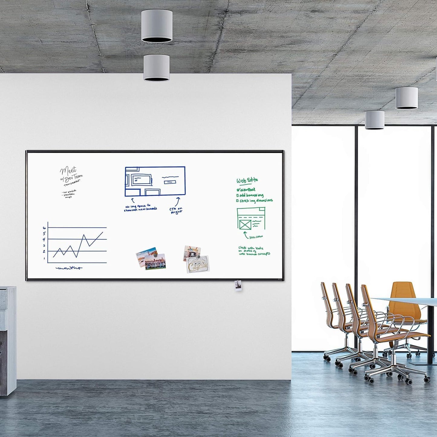 U Brands Framed Magnetic Weekly Calendar Dry Erase White Board, Office Supplies, Black Frame, with Marker, Magnet, 11” x 18”