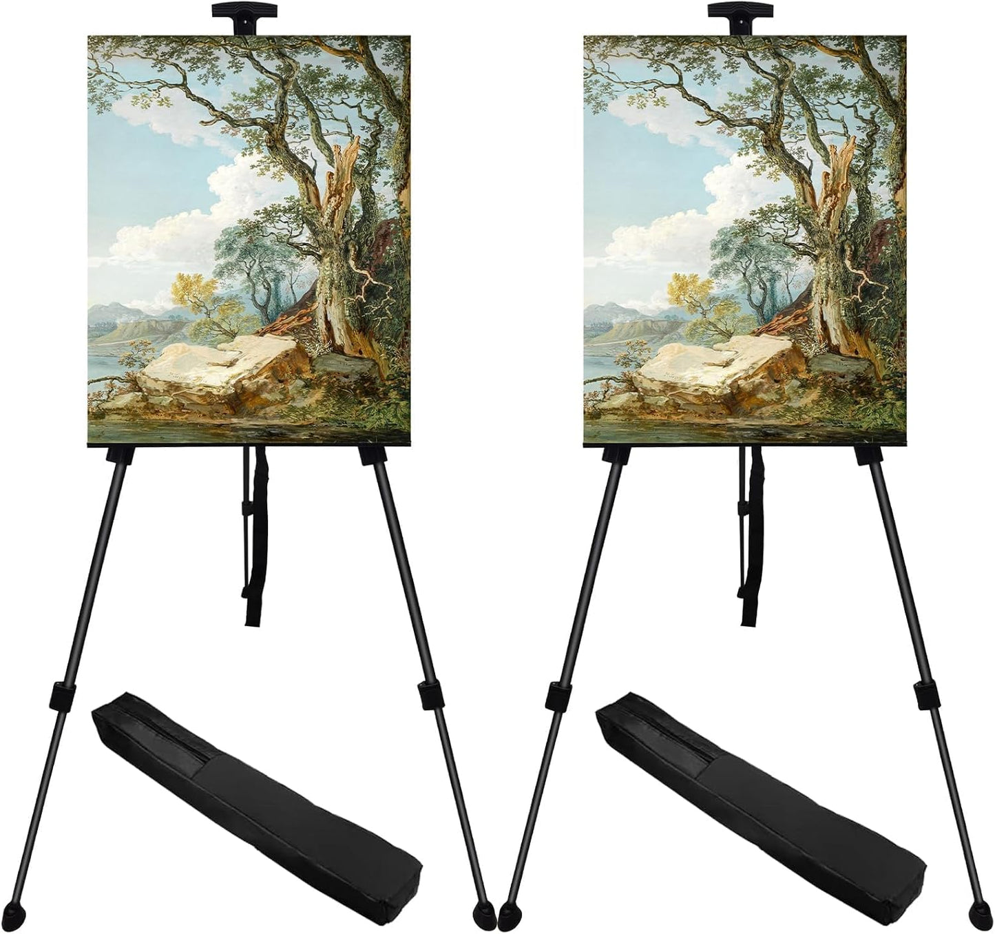 Art Painting Display Artist Easel Stand,Ns Jymb Portable Metal Adjustable Easels for Painting Canvases Height from 17 to 66 Inch - Carry Bag for Table-Top/Floor Displaying and Wedding Signs - Black
