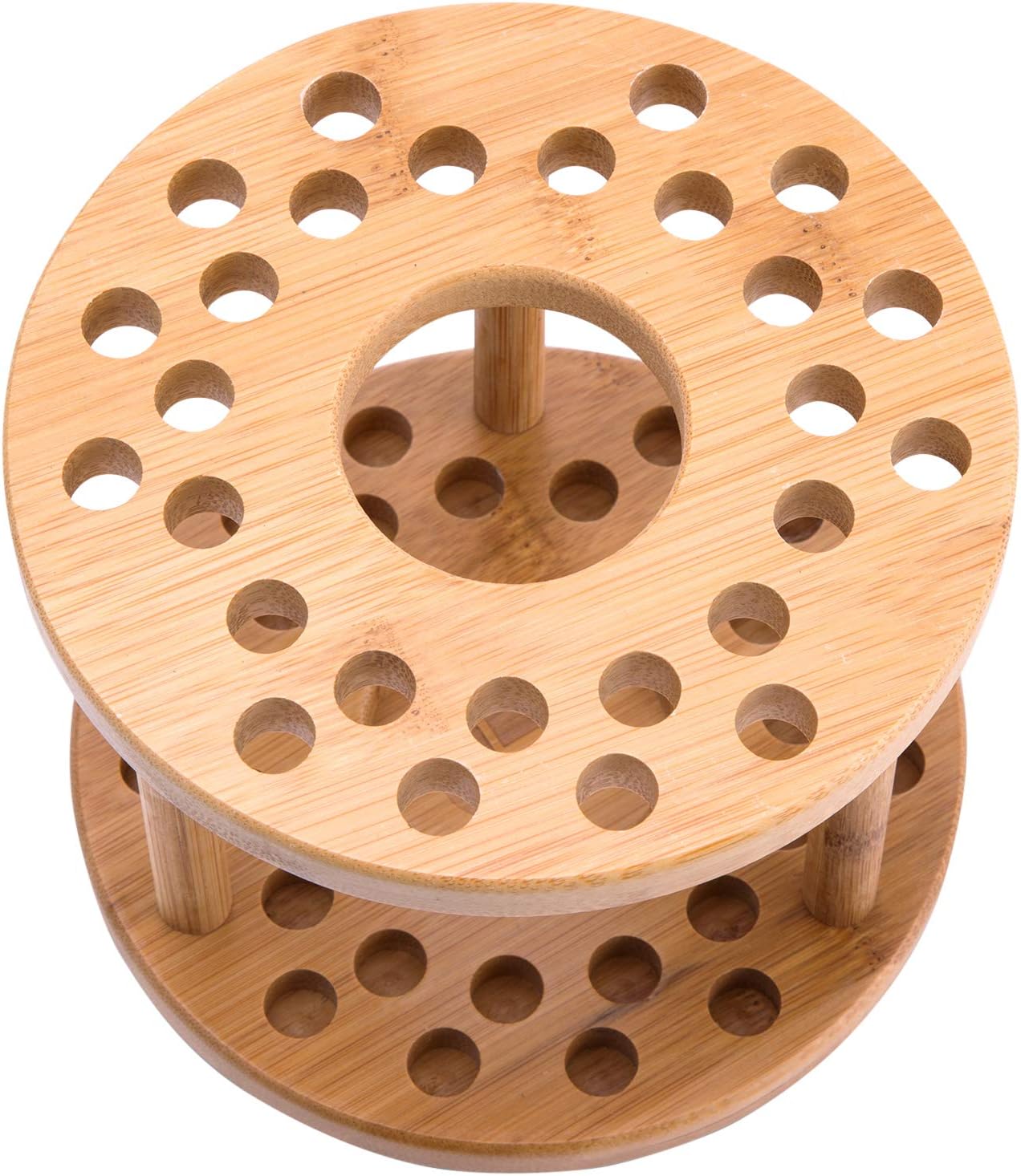 JackCubeDesign 360 Rotating Paint Brush Holder Bamboo Watercolor Artist Brush Water Coloring Organizer Display Stand Tray Rack with 27 Holes and 1 Big Hole – MK441A