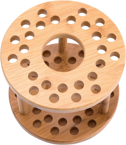 JackCubeDesign 360 Rotating Paint Brush Holder Bamboo Watercolor Artist Brush Water Coloring Organizer Display Stand Tray Rack with 27 Holes and 1 Big Hole – MK441A