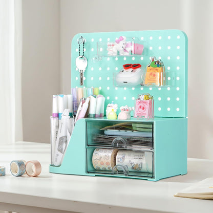 Comix 360° Rotating Pen Holder for Desk, Cute Pencil Holder Pen Organizer, Green Acrylic Pencil Cup Caddy with 5 Slots for Home School Office Supplies