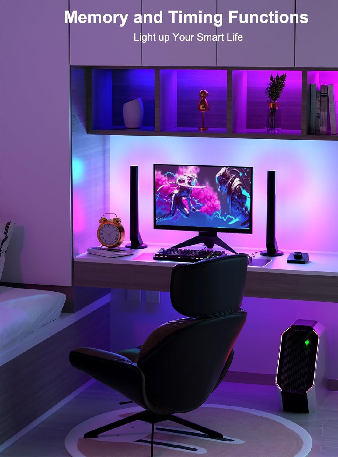 Gaming Light Bars with Dial Controller, Smart Gaming LED Lights RGB Light Bars Compatible with Alexa and Google Assistant, TV LED Backlight App Control Music Sync for Gaming Room Bedroom Decor Gifts