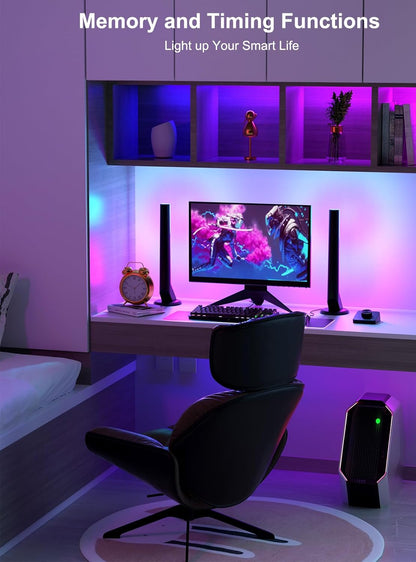 Gaming Light Bars with Dial Controller, Smart Gaming LED Lights RGB Light Bars Compatible with Alexa and Google Assistant, TV LED Backlight App Control Music Sync for Gaming Room Bedroom Decor Gifts