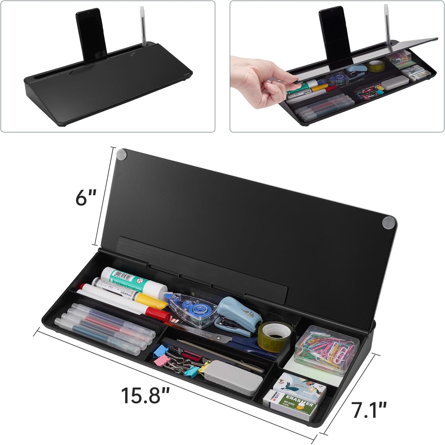 Desktop Glass White Board with Storage ＆ Small Desktop Glass Dry-Erase whiteboard