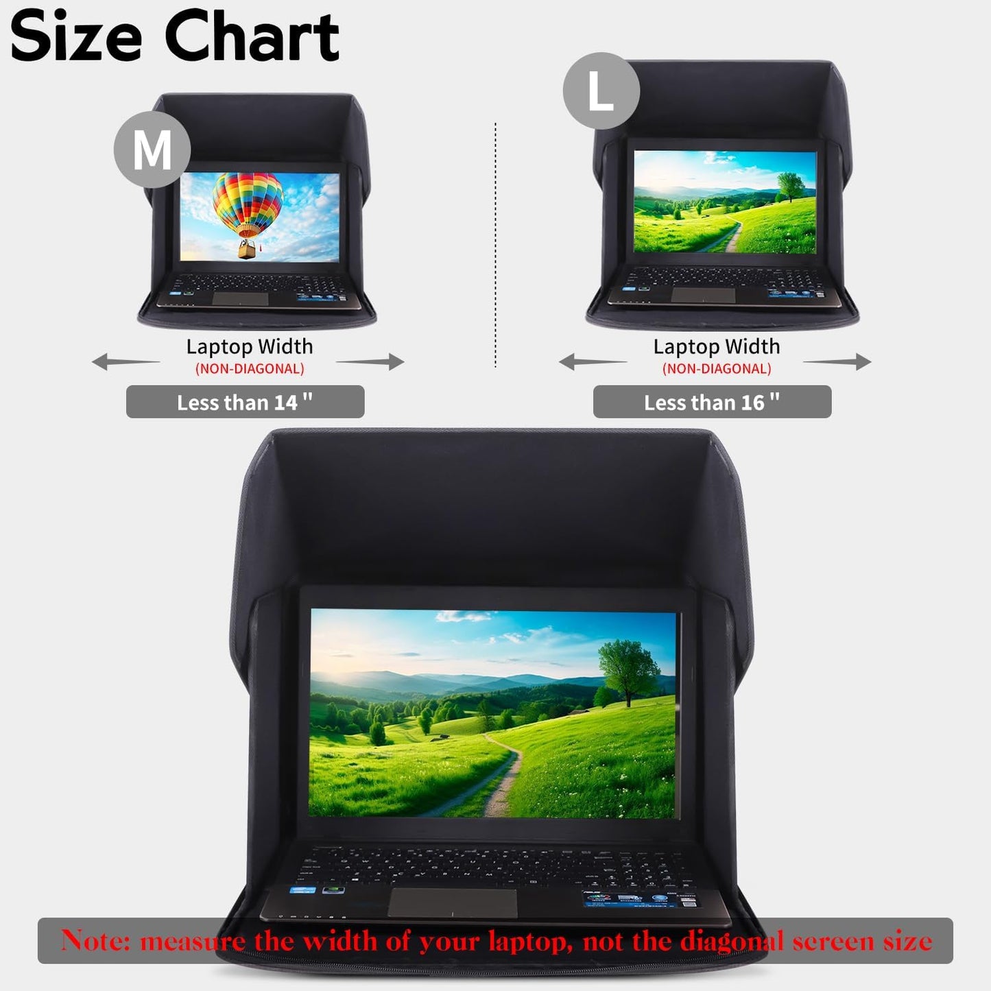 Laptop Sun Shade,Laptop Sun Shade for Working Outside,Foldable and Portable Screen Sun Glare Shield Sleeve,Outdoor Computer Cover,Privacy Protective Hood Sunshade Bag 12-14inch (Patent Pending)