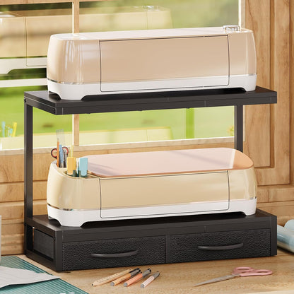 VENNQD Stand Compatible with Cricut Maker and Cricut Explore Air Series Stand Legs for 2 Cricut Machines Fully Open 2 Tier Desktop Craft Accessories Storage Organizer (White)
