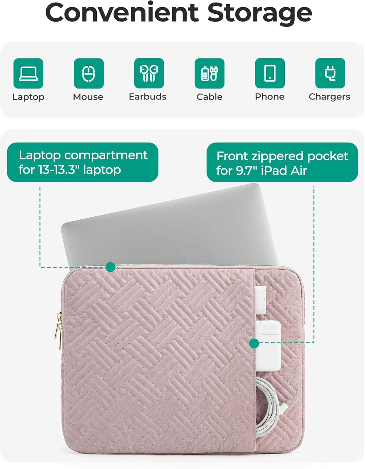 BAGSMART Laptop Sleeve Bag Compatible with MacBook Air/Pro, 13-13.3 inch Notebook, Compatible with MacBook Pro 14 Inch, MacBook Air M2 Sleeve 13 Inch, Repellent Protective Case with Pocket, Pink