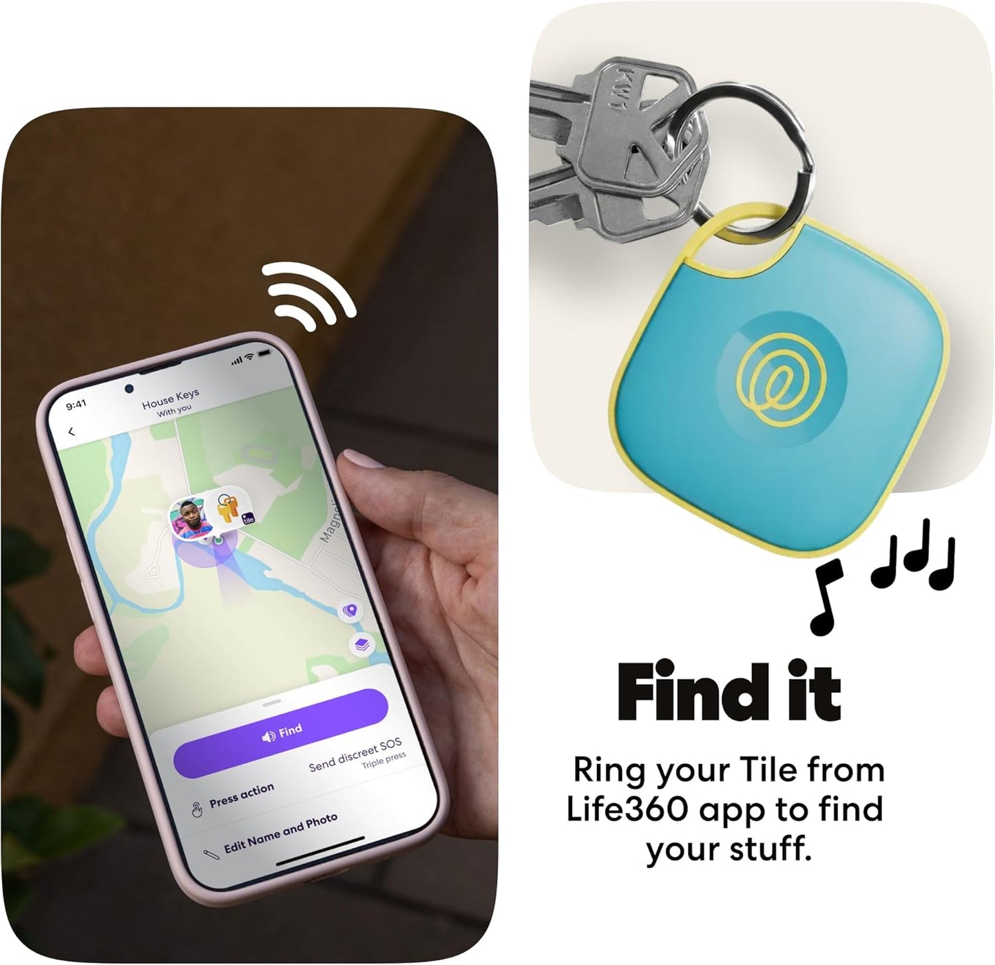Life360 Tile - Bluetooth Tracker, Keys Finder and Item Locator for Keys, Bags and More. Phone Finder. Both iOS and Android Compatible. 2-Pack (Black/White)