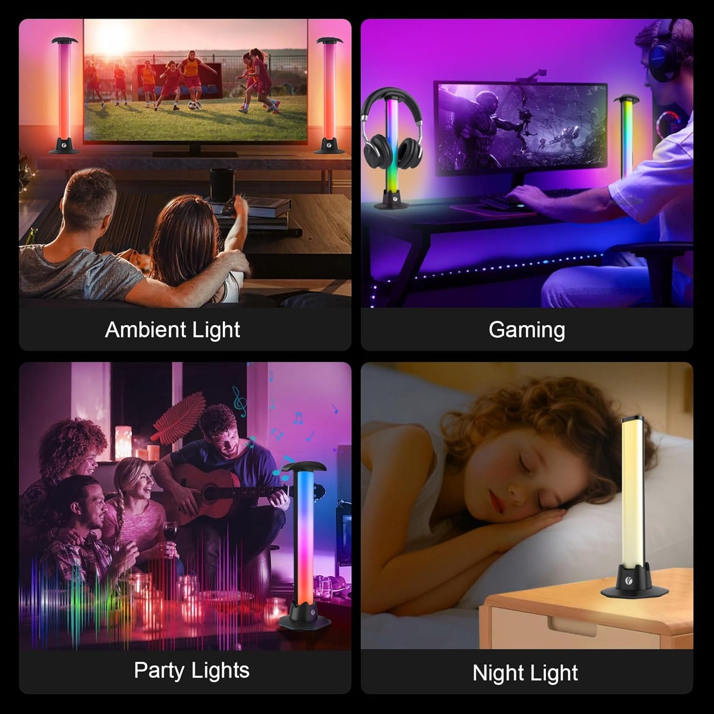 VCOM RGB Light Bar,27.5cm Music Sync RGB IC LED Lights Bars,Color Changing TV Backlight App & Remote Control, USB Powered Ambient Lighting for TV, PC Room Monitor Backlight Gaming Accessories