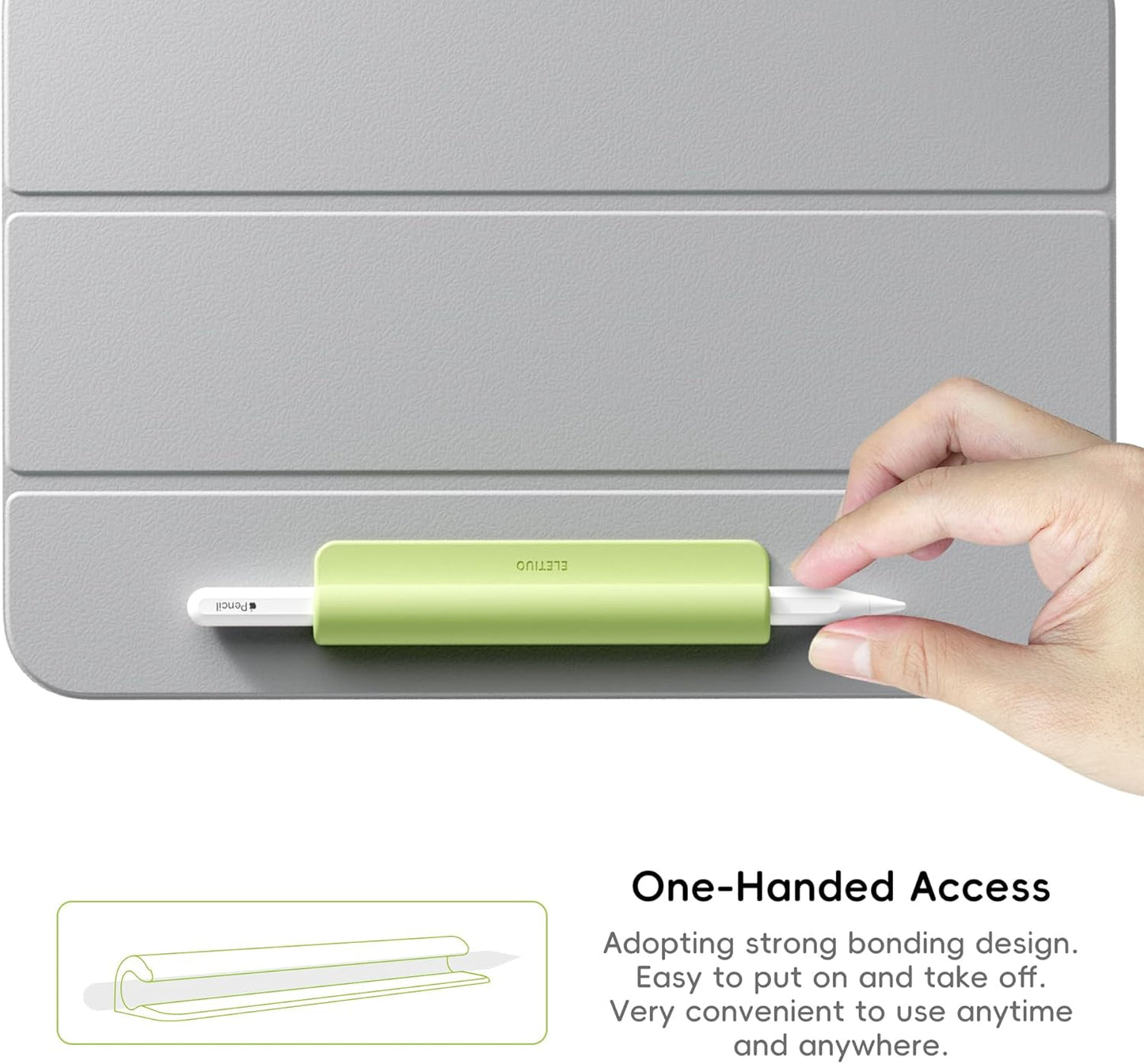ELETIUO Silicone Pencil Holder Sleeve,Compatible with Apple Pencil (USB-C),Apple Pencil 1st/ 2nd Generation,Strong Adhesive Sticky Attached to iPad Case for Stylus Pens,Black