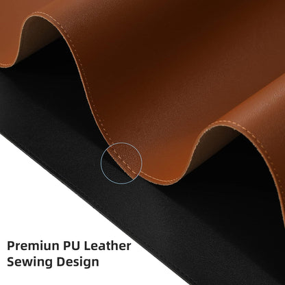 Leather Desk Pad,Wolaile 36x17 inch Large Mouse Pad,Waterproof Non-Slip Writing Desk Blotter,Computer Mat Desktop Protector for Office Home,Black