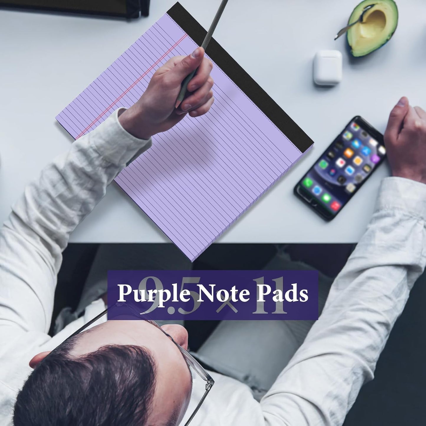 2 Pcs Note Pads 11" x 9.5" Legal Pads College Ruled Notepad Micro Perforated Writing Pads White Lined Paper 80GSM College Ruled Paper Pad of Paper 30 Sheets Notebook for School, To-Do Lists, Office