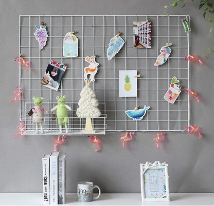 Wall Grid Silver Wire Photo Grid Panels Desk Wall Organizer Metal Memo Board, 25.6" x17.7, 2 Pack