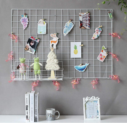 2 Pack Large Wall Grid Panels with Light and Clips, Photo Display Board, Picture Frame Collage Board, Wire Grid Wall Panel Room Decoration,Black