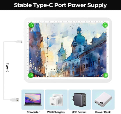 A2 Light Pad (25.2" x 18.4"), Large Magnetic Bright Light Box for tracing,6 Levels Dimming/3 Color,Physical Buttons,Light Board for Diamond Painting,Light Table for Drawing, Sketching