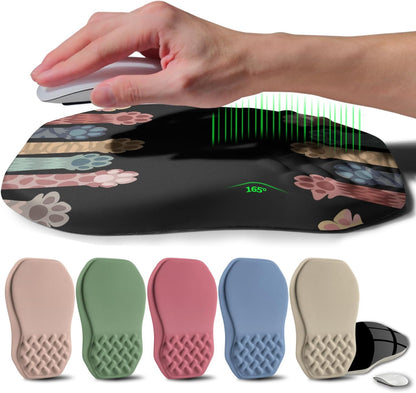 Ergonomic Raised Mouse Pad Wrist Support with Bilateral Slope Memory Foam Mousepad for Wrist Rest and Carpal Tunnel Pain Relief 11.8x7.9〃 Black