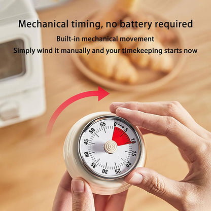 Elegant Stainless Steel Vintage Kitchen Timer with Magnetic Attachment - 60-Minute Countdown & Audible Alarm, Perfect for Cooking, Office Tasks, and Study Sessions (01-red)
