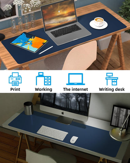 Leather Desk Pad Protector, Office Desk Mat, Large Mouse Pad, Non-Slip PU Leather Desk Blotter, Laptop Desk Pad Desk Accessories for Office and Home (Black, 40" x 17")