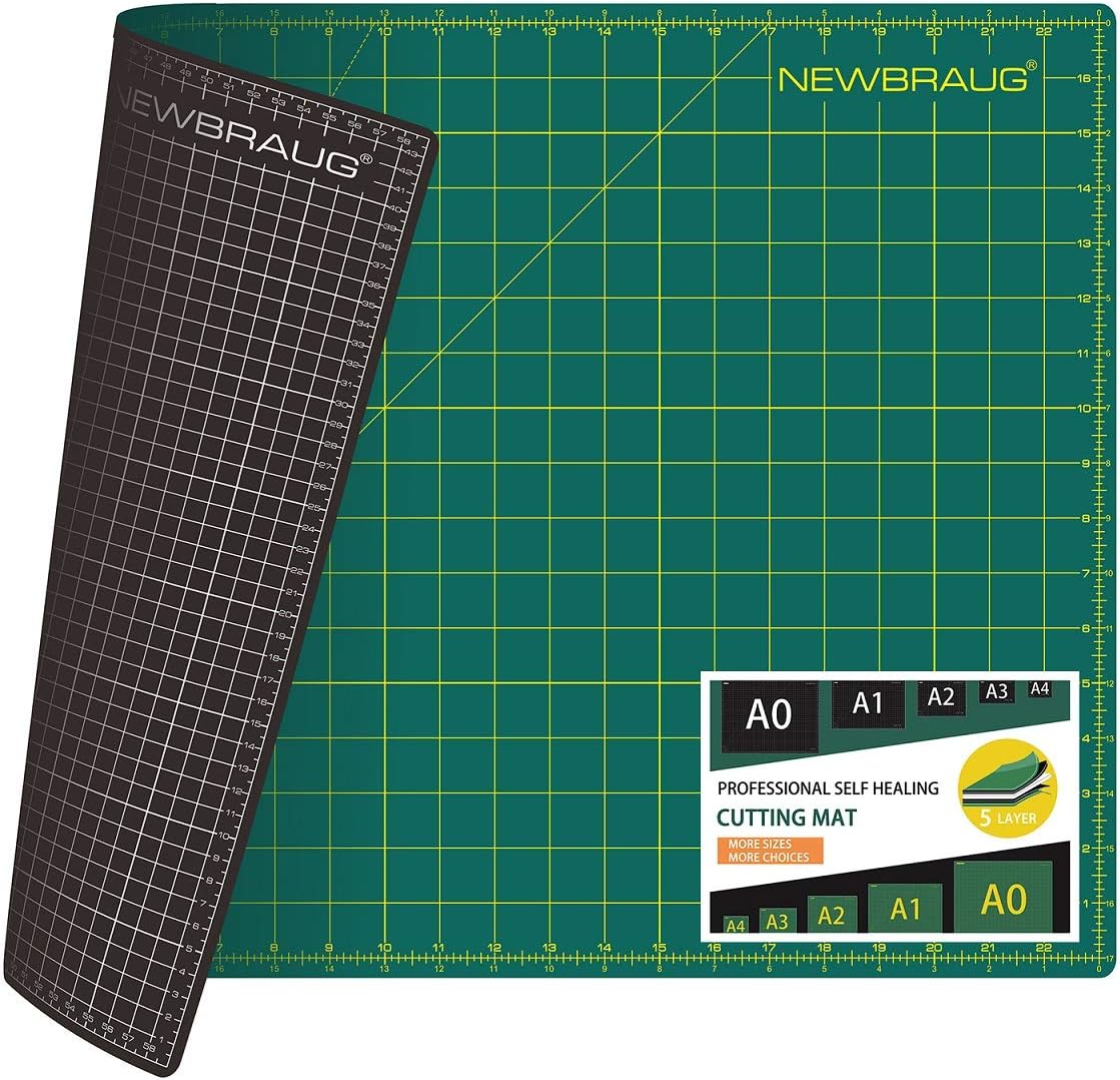 NEWBRAUG 18'' × 24'' Perfect Self Healing Cutting Mat, Non-Slip Gridded Rotary Cutting Board, Necessary for Quilting, Sewing, Craft, Fabric & Scrapbooking(Green/Black)…