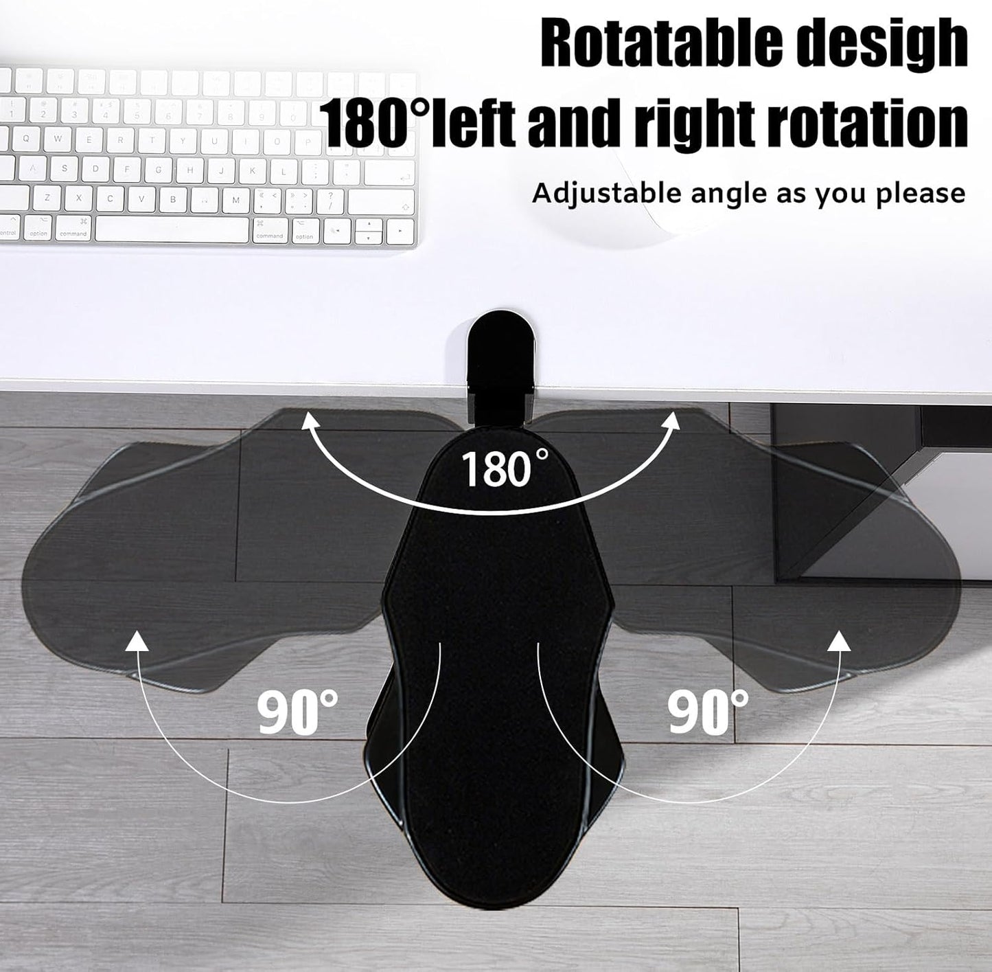Computer Arm Rest for Desk, 180° Adjustable Rotating Desk Extender Tray, 90° Foldable Elbow Arm Support, Ergonomic Desk Arm Wrist Rest Shelf for Home and Office