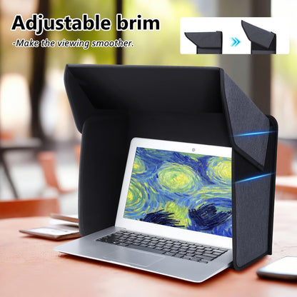 Portable Laptop Sun Shade Foldable Laptop Sun Shade for Working Outside Computer Screen Glare Protection for Computer Privacy Hood Cover,with Glare Reduction 12-14in(Patent Pending)