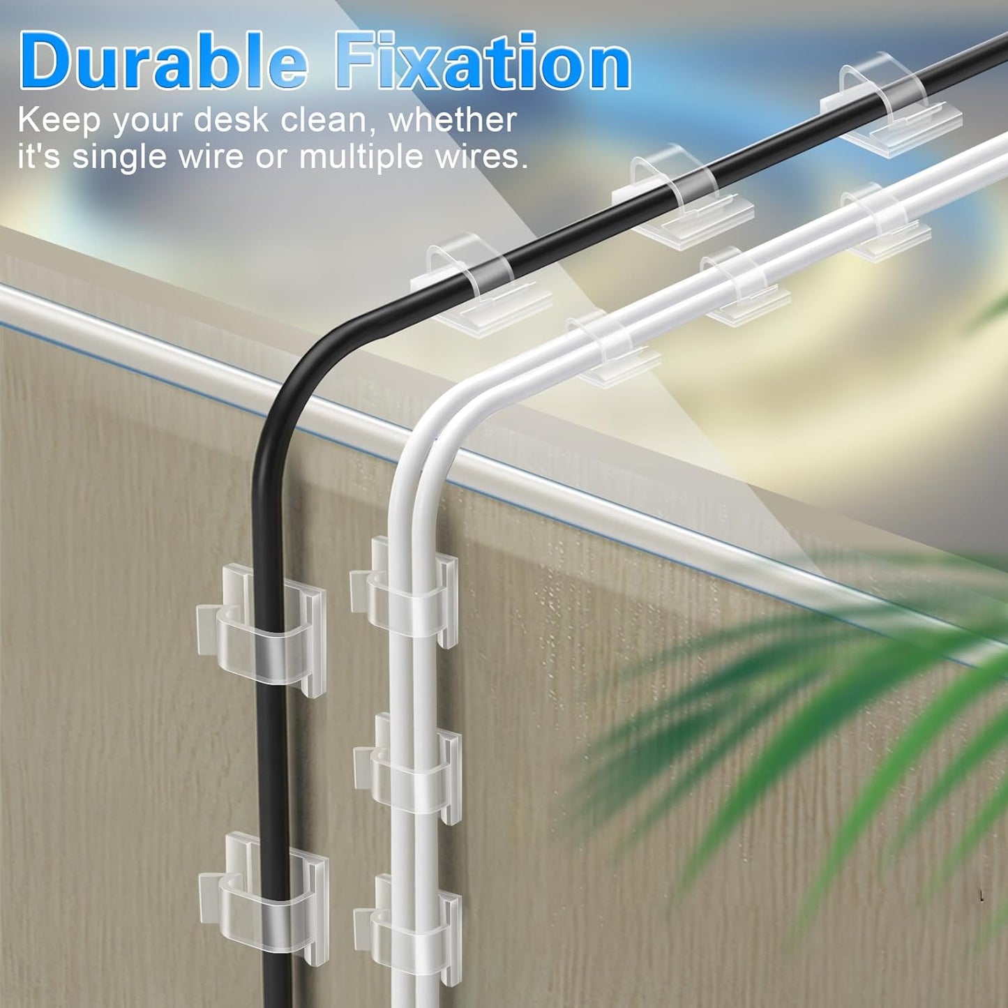 XHF 120 PCS Adhesive Cable Wire Clips Black, Outdoor Christmas Light Clips, Cable Management Wire Organizer Cord Holder for Under Desk, Car, Wall, TV PC Ethernet Cable