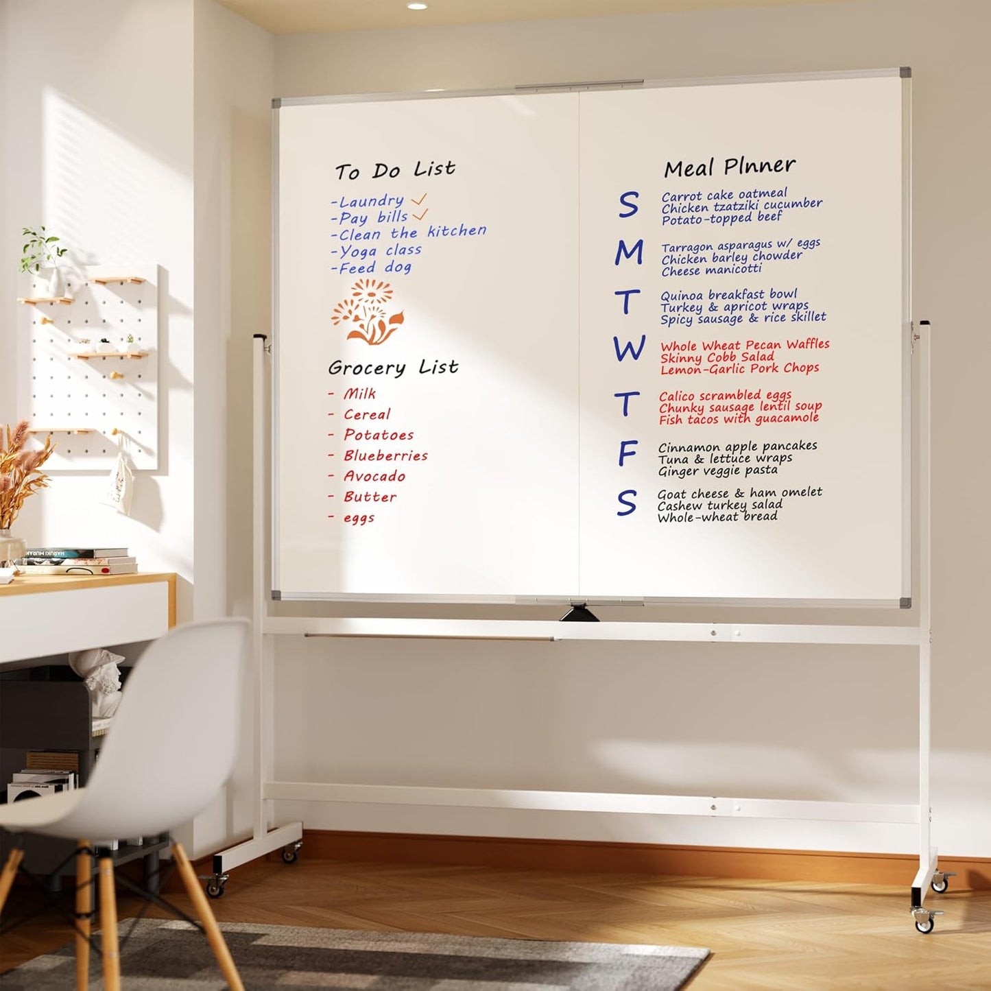 Large Whiteboard Easel with Stand, 36" x 24" Portable Standing Magnetic Dry Erase White Board, 3' x 2' Tripod Height Adjustable Flip Chart Easel for Home Office Classroom School, Silver