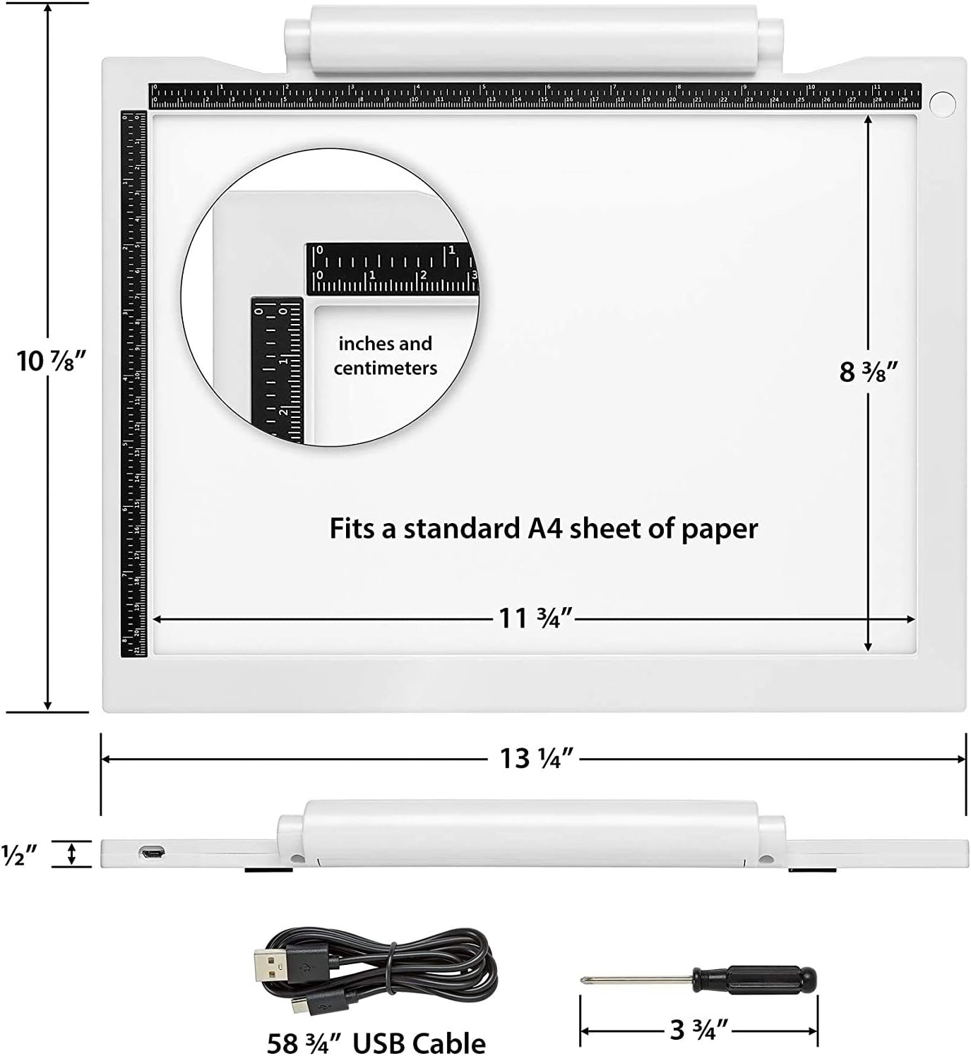 iVyne Bright Crafting Light Pad A4 - Battery & Cable Powered LED Light Box - Batteries Not Included -for Cricut Vinyl Weeding Tools, Tracing, Drawing, Sketching, Crafting, and HTV Vinyl (White)