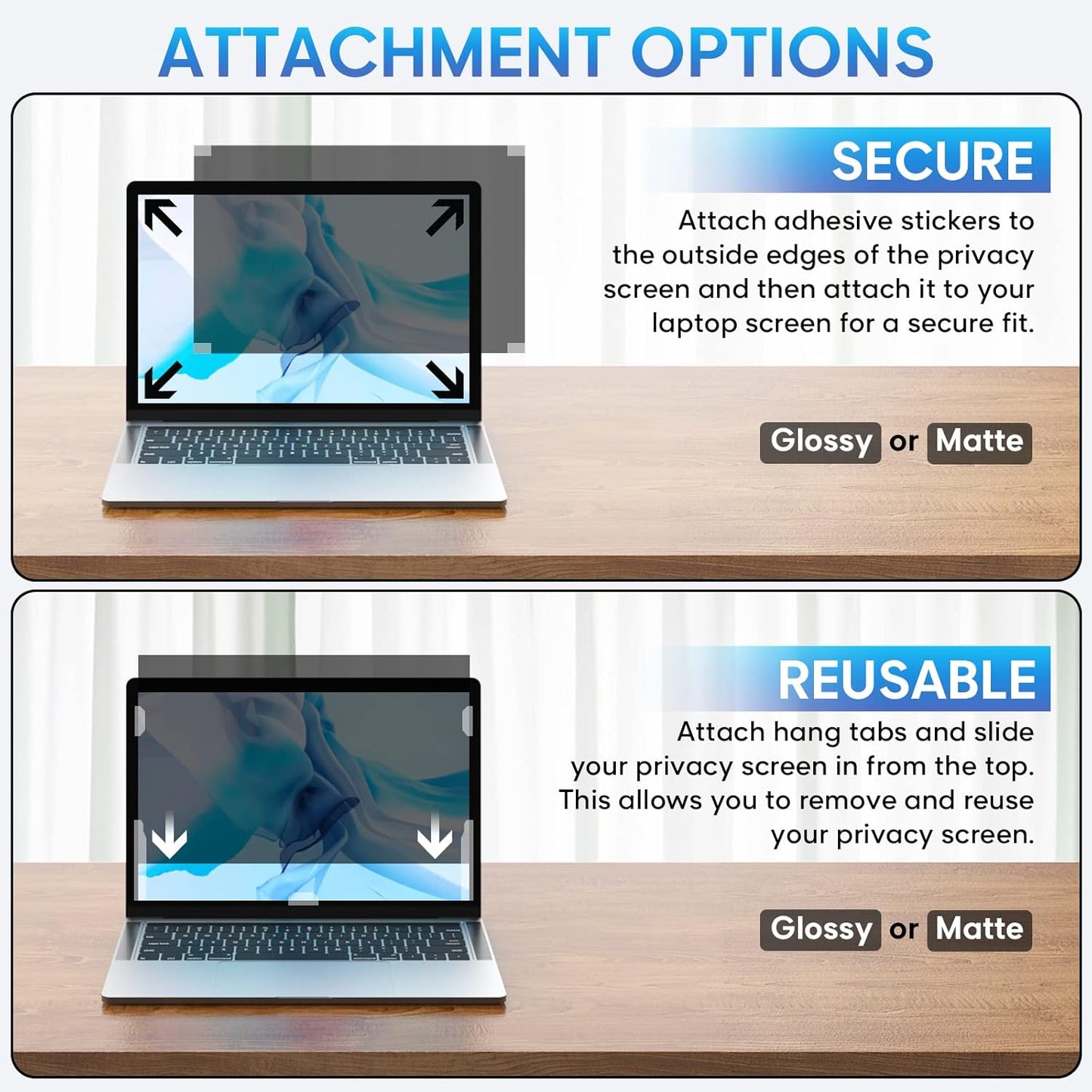 Yamaya Laptop Privacy Screen 15.6 Inch, Removable 16:9 Aspect Privacy Filter Screen Protector for 15.6 Inch Laptop, Blue light reduction Computer Monitor Privacy Protector