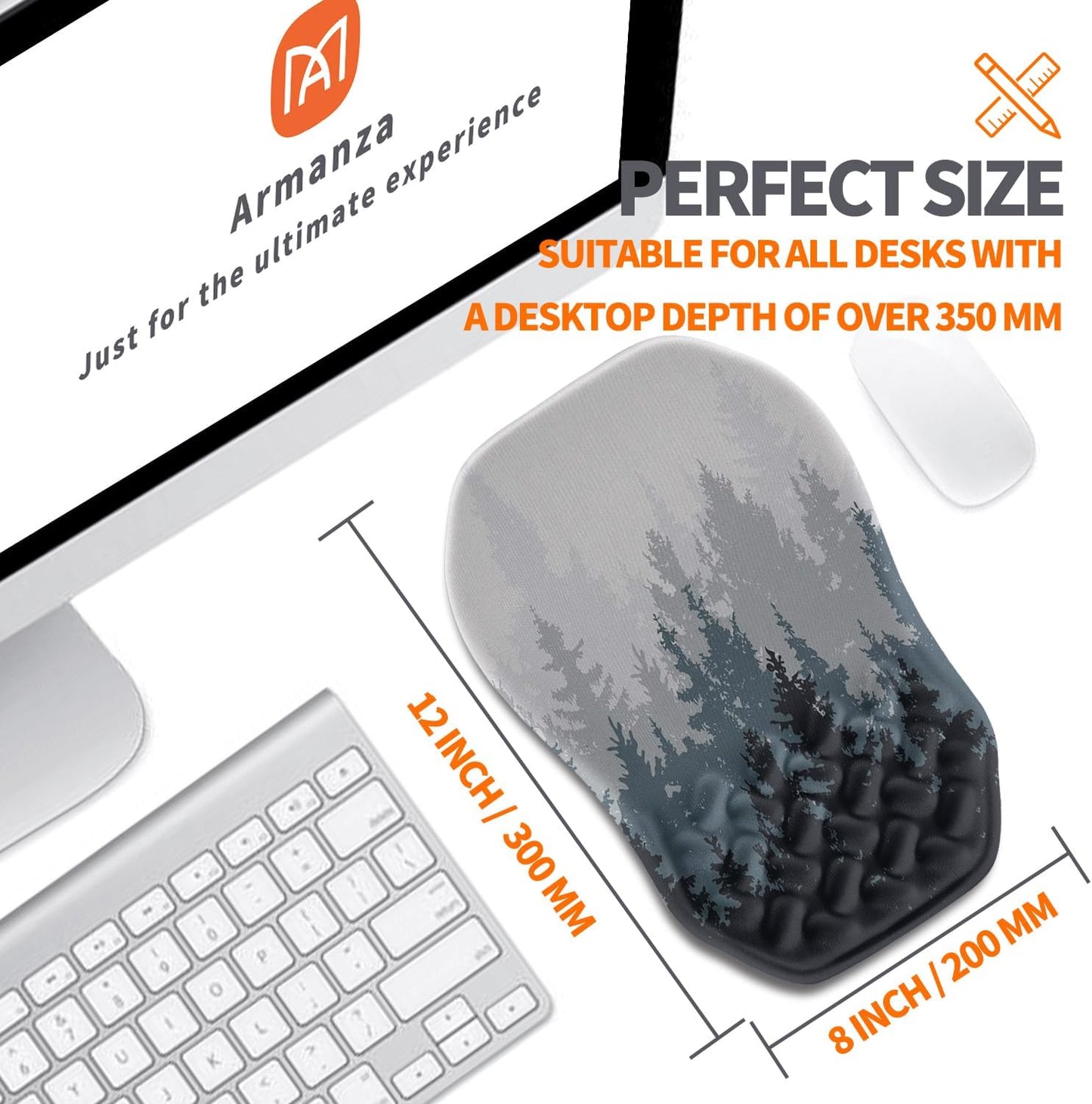 Ergonomic Slope Mouse Pad Wrist Support, Wrist Rest Mousepad for Carpal Tunnel Pain Relief with Massage Bulge and Slow Rebound Memory Foam (12x8 inch, Black)