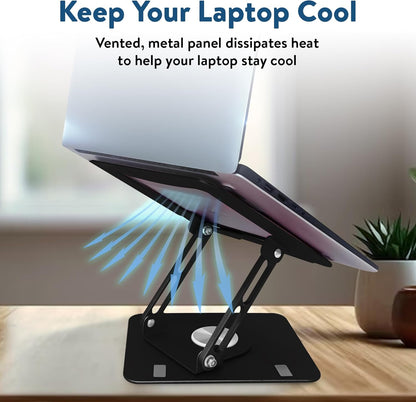 Uncaged Ergonomics Swivel Laptop Stand for Desk, Adjustable Computer iPad Stand for Desk w/ 360 Rotation, Portable Laptop Holder for Home Office Ergonomic Supplies