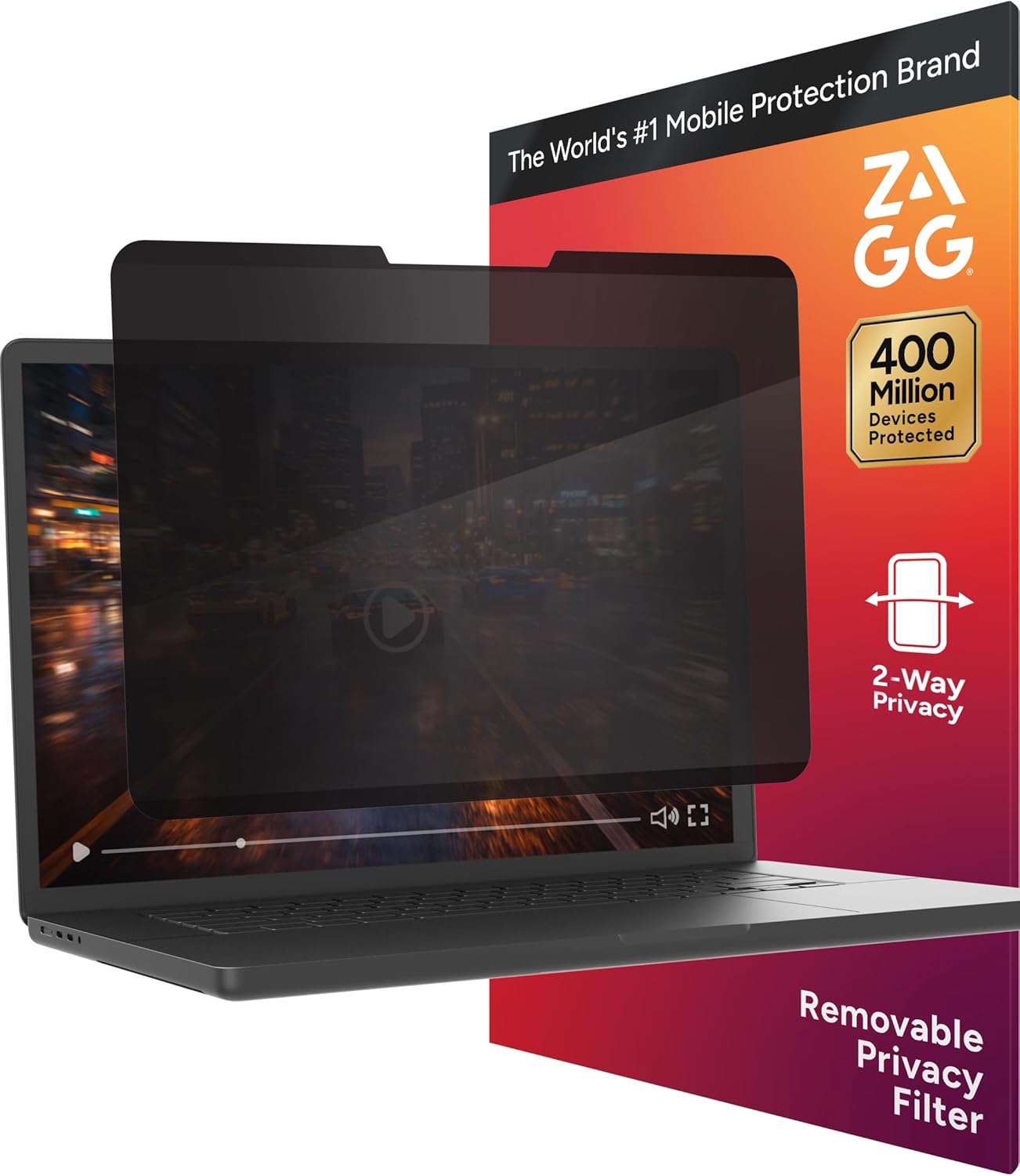 ZAGG 14-Inch Universal Laptop Privacy Filter (16:10) – Removable Magnetic 4-Way Screen Filter, Anti-Glare Matte Finish, Fingerprint Resistant, Reusable Design & Protective Sleeve