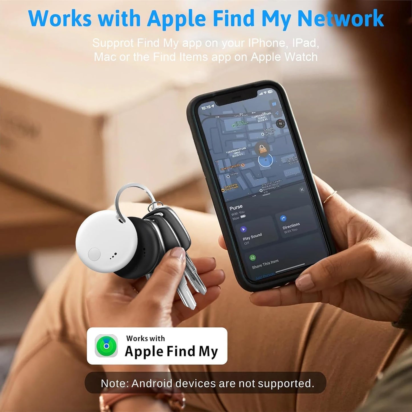 Tracker Tag 4 Packs Bluetooth Tracker, Smart Tag Locator Tracking Device, Keys Finder and Item Locator,Air Tracker Item Finders with Find My(iOS Only) Track Your Keys (Black, 4 Pack)