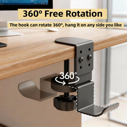 Heavy Duty Desk Hook Clamp(1 PCS), 360° Rotating Backpack Hanger with Height Adjustment, No Drill Headphone Holder, Purse Hook for Table, Bag Hanger, Gifts for Gamers, Office Desk Gaming Accessories