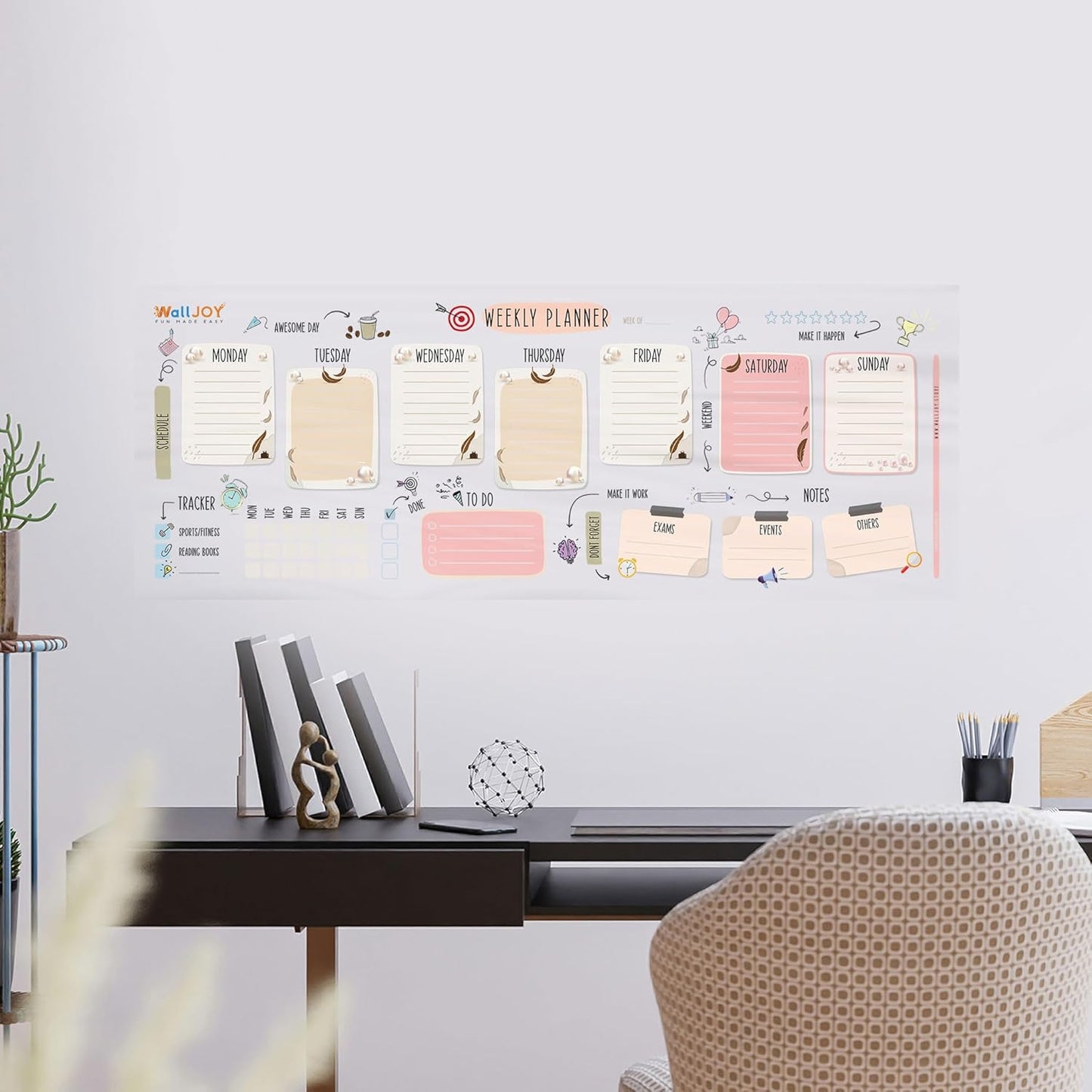 Dry Erase Calendar – 39.4x16” Weekly Dry Erase Board for Wall, Clear Weekly Planner Whiteboard, Reusable & Easy Erase, Sticks to Smooth Surfaces, Upgraded Static Cling – Improved Hold
