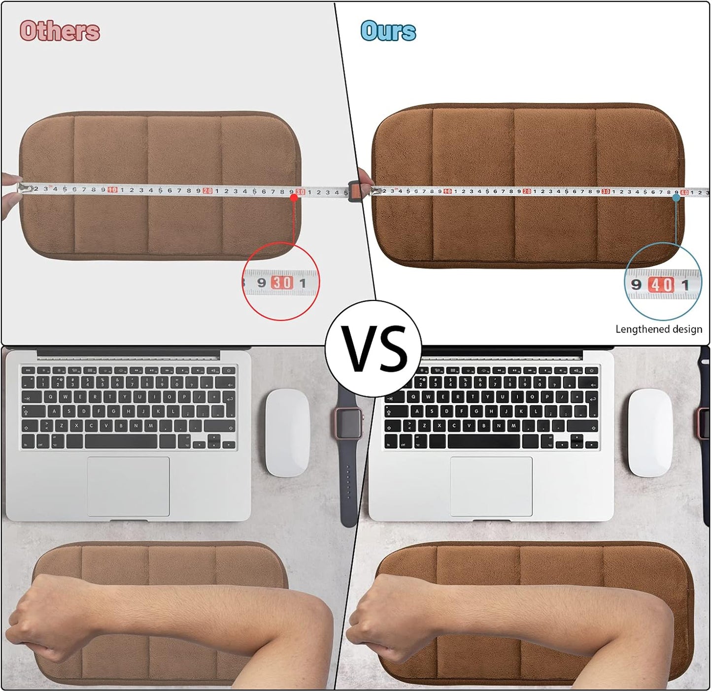 2Pcs Upgrade Computer Wrist Elbow Pad, Portable Memory Foam Arm Wrist Rest Pillow, Soft Wrist Support Mat for Keyboard Desktop Office Gaming - Alleviate Elbow Pain (Moderate Size, 7.8 x 15.7 inch)