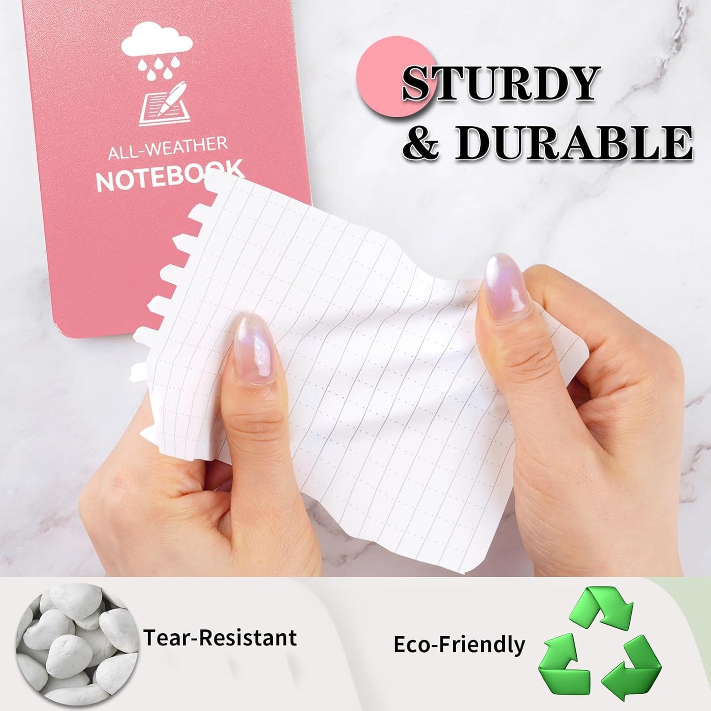 COIDEA Waterproof Notebook, 4 Pack Top-Spiral Pocket Notepad, 3" x 5" Weatherproof NotePad, All Weather Police Pocket Notebook Little Memo Steno Note Pads for Outdoor Office School Recording, Black