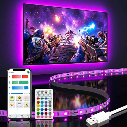 Bason TV LED Backlight for 55-65 inch TV, Bluetooth APP & Remote Control Strip Lights, Immersive Music Sync RGB USB Bias Lighting, Ambient TV Backlighting for Gaming, Movie & Home Theater Setup