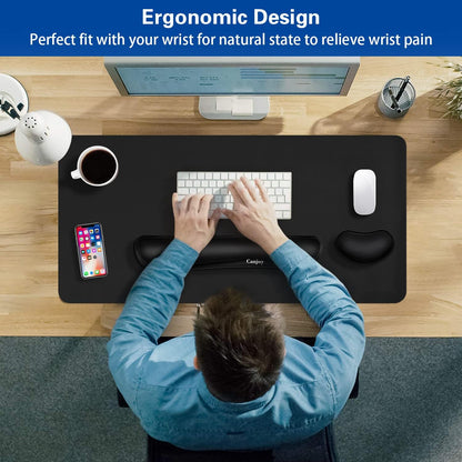Mouse Wrist Rest, Canjoy 2 Pack Memory Foam Soft Fabric Mouse Wrist Rest Pad Support Cushion with Anti-Skid Rubber Base,Ergonomic Pain Relief Mouse Hand Rest (Black)