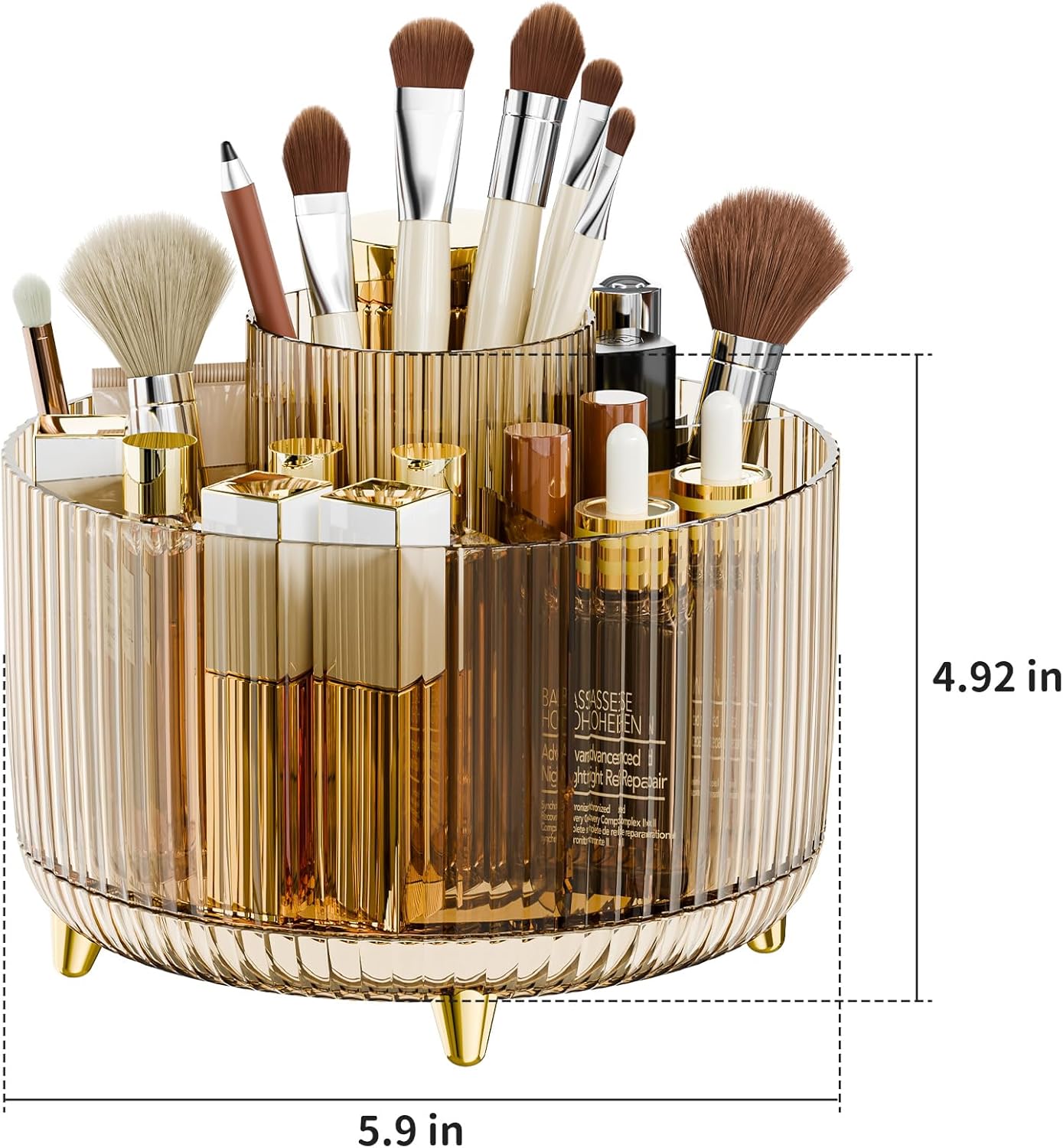 fanado 360° Rotate Makeup Brush Holder Organizer, Makeup Organizers Countertop, Makeup organization and Skincare Storage for Vanity, Desktop, Bathroom (White)