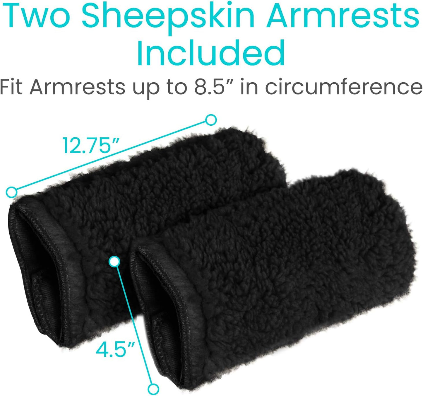 Vive Wheelchair Armrest Pads (2 PCS) - Memory Foam Sheepskin Cushion Accessories for Transport Electric Wheel Chair Arm Rests - for Adults, Seniors, Handicapped - Soft Support for Office Chair