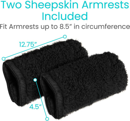 Vive Wheelchair Armrest Pads (2 PCS) - Memory Foam Sheepskin Cushion Accessories for Transport Electric Wheel Chair Arm Rests - for Adults, Seniors, Handicapped - Soft Support for Office Chair