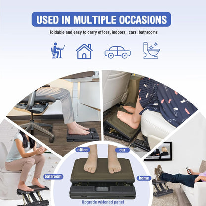 Foot Rest for Under Desk at Work 4-Level Height Adjustable, Ergonomic Foldable Footrest for Office, Gaming,Computer, Soft & Removable Pad Desk Foot Stool Suitable for All Seasons