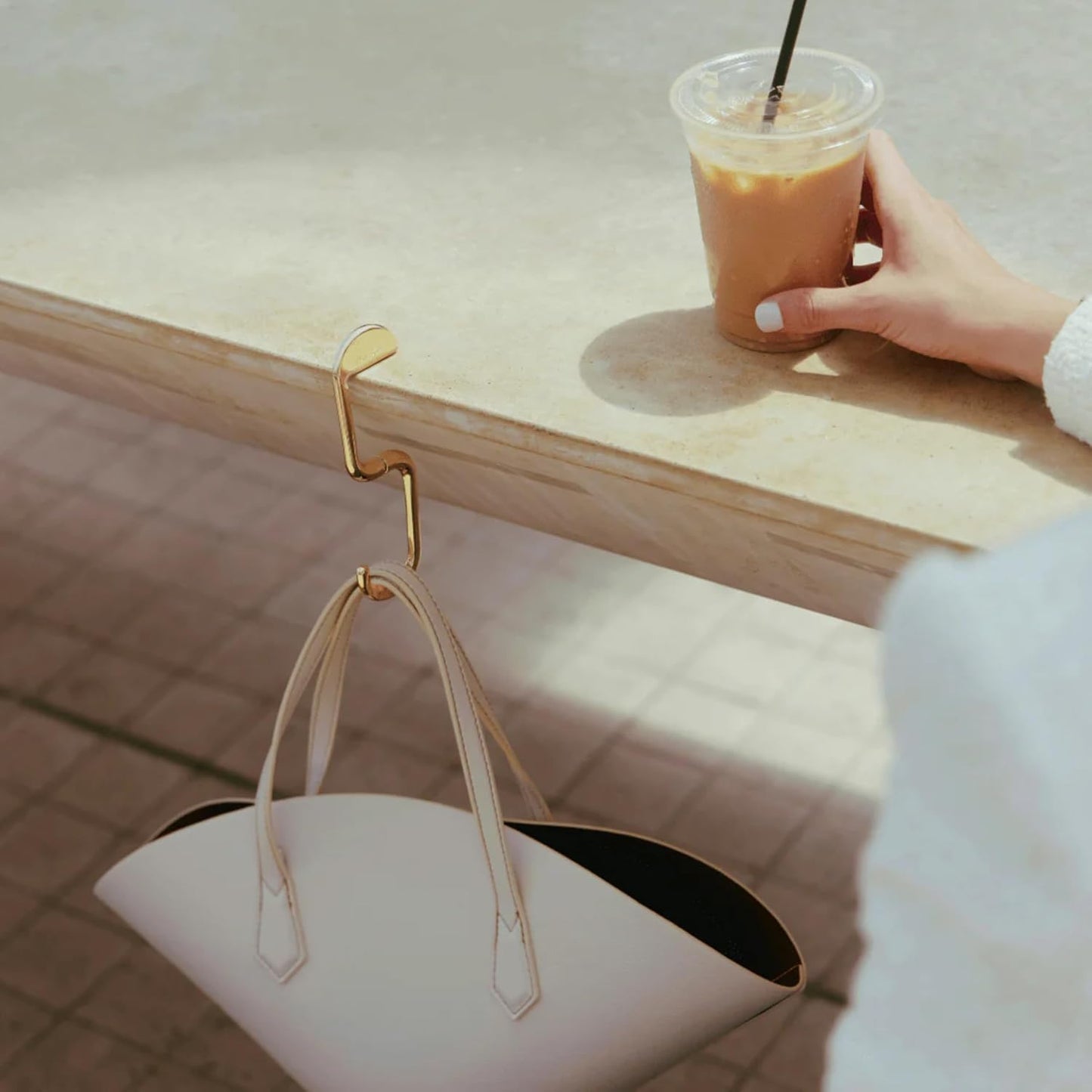 FLIP Bag Hook - Newly Redesigned. Portable Purse Hanger for Table with Magnetic Closure - Now Holds up to 50 lbs (Gold)