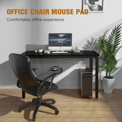 Ergonomic Adjustable Arm Rest Mouse pad for Chair, Mouse Extension Platform Tray with Mouse Baffle to Prevent Falling, Attaches to Chair, Black (Black（YYLL8326）)