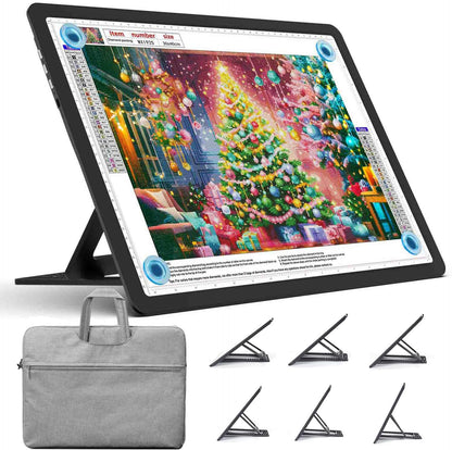 Heanolier Rechargeable A4 Light Board with Stand, 7100Lux Super Bright Magnetic Light Pad with Side Buttons, Wireless Light Box for Tracing, LED Light Table for Diamond Painting,Sketching,Drawing