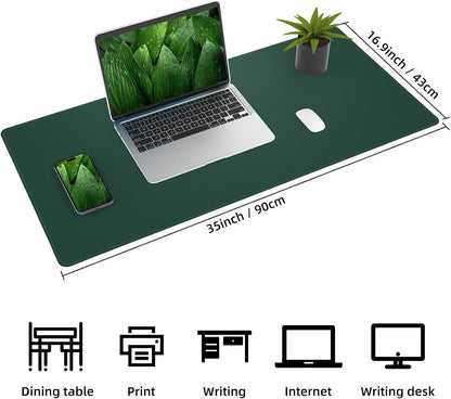AFIING Large Desk Mat 47" x 17", Dual-Sided Natural Cork & PU Leather Desk Pad, Non-Slip Waterproof Mouse Pad for Office, Home & Gaming, Black