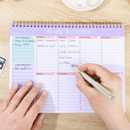 Weekly To Do List Notepad, 8.5''x11'' Weekly Desk Planner with 52 Tear Off Sheets Undated Weekly Planner Habit Tracker & Productivity Organizer for Home School and Work, Light Green
