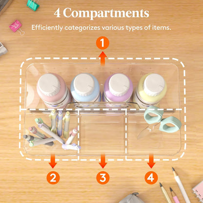 Lifewit 2 Pcs Plastic Caddy Organizer with Handle, Portable Art Supply Storage for Craft Supplies, Cosmetics, Holds Pencil, Crayon, Brushes, Hair Product, Dorm Shower Caddy, Clear, 25 x 15x 17cm