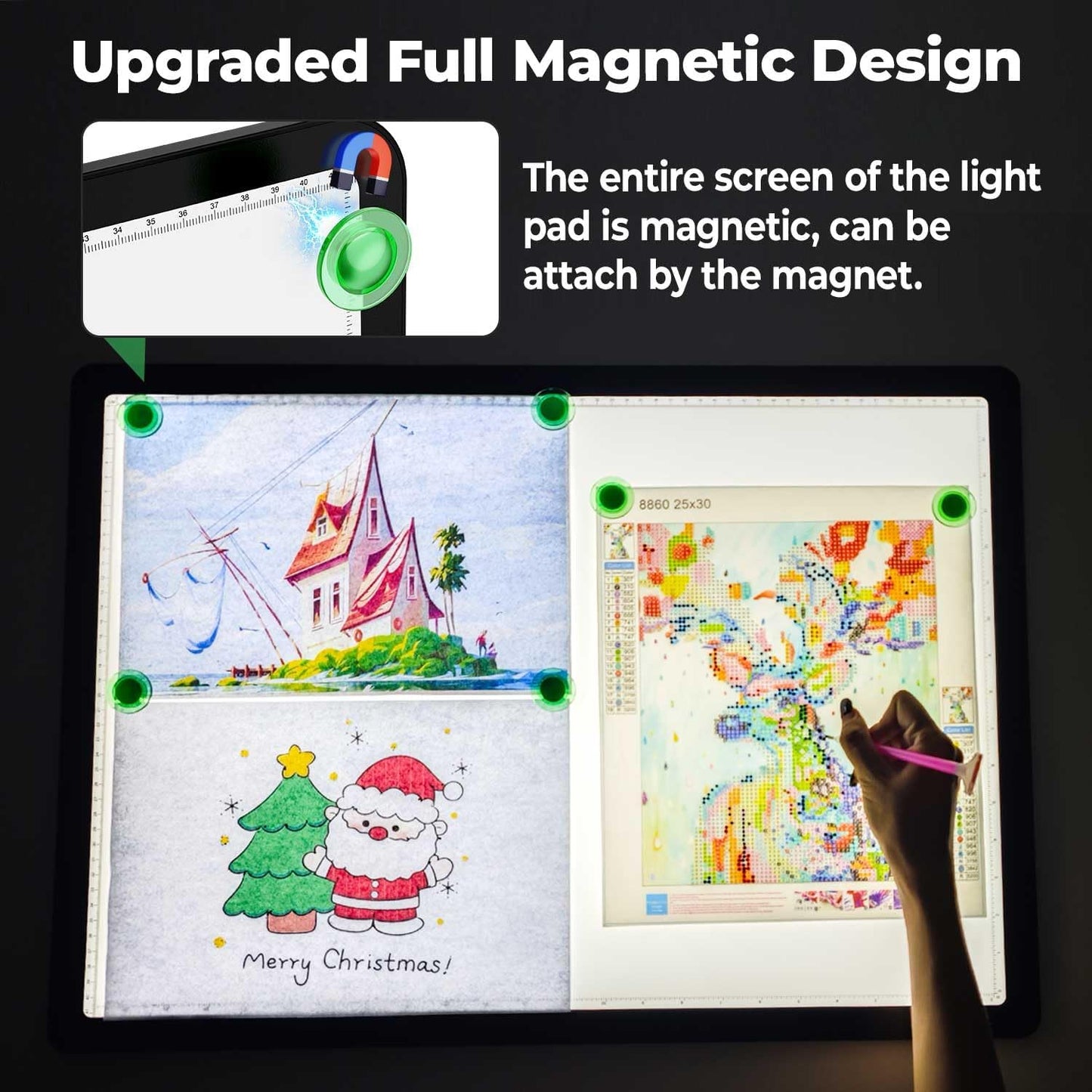 Zocelight Rechargeable A4 Tracing Light Box with Padded Case,Ultra Bright Led Light Pad with Physical Button,Wireless Light Board for Diamond Painting,Dimmable 9000LUX Lightbox for Tracing and Drawing